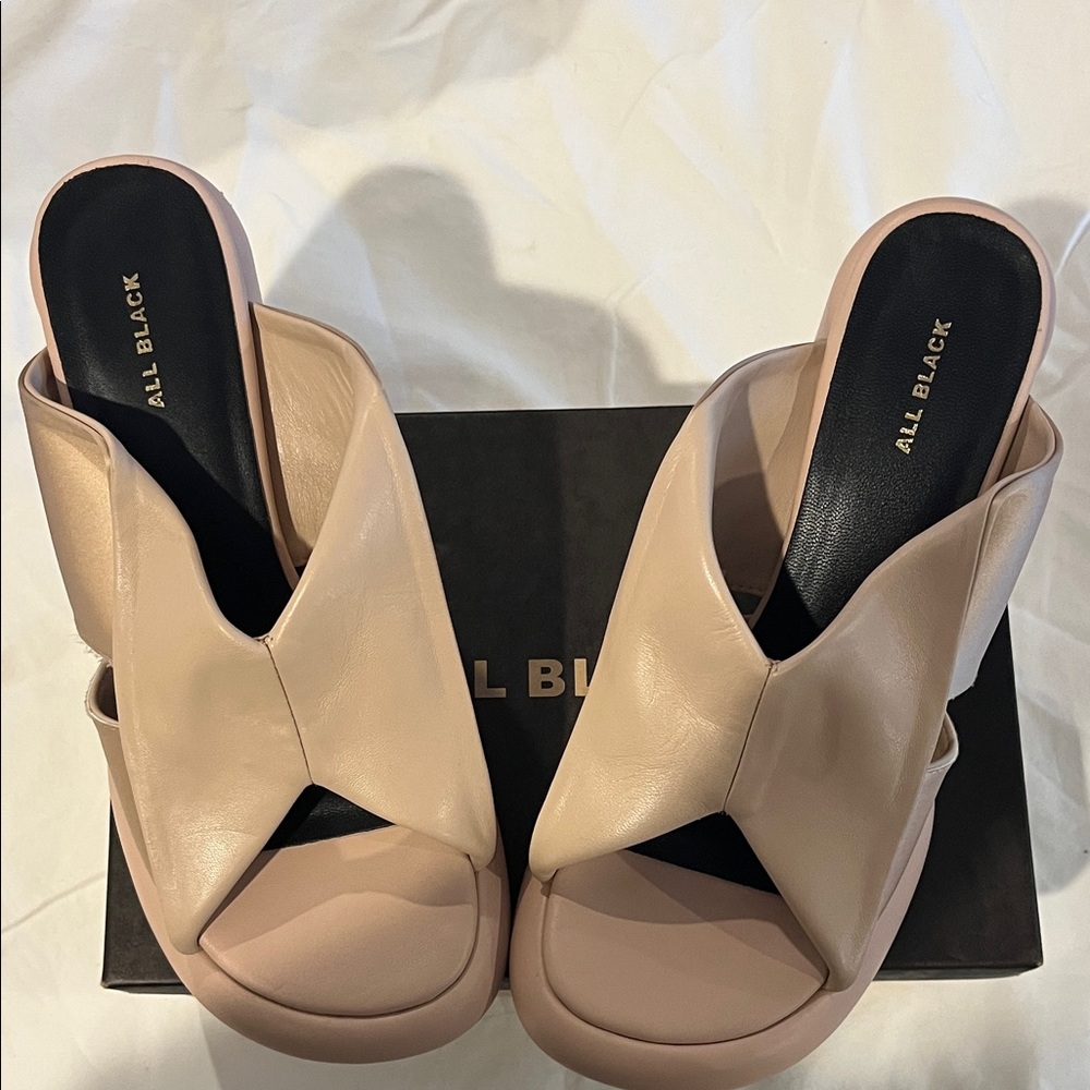 All Black Women's Nude Mules